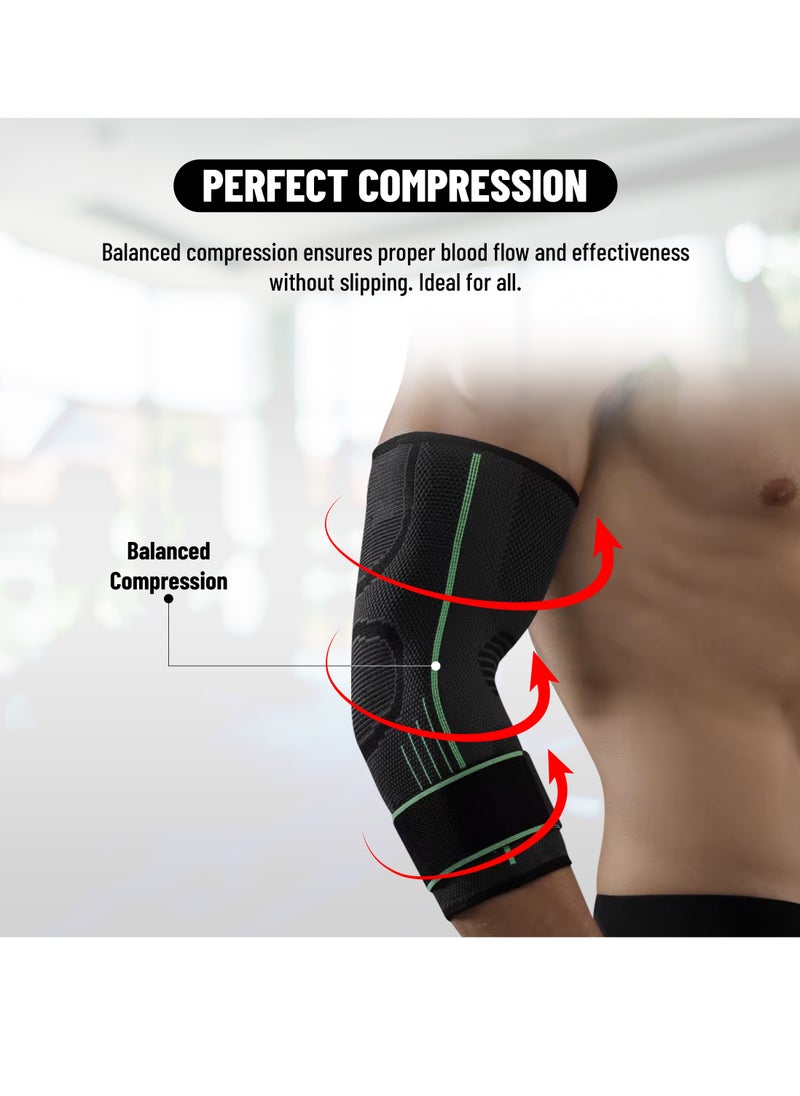 ENDLESS  - Elbow Brace Compression Sleeve with Adjustable Velcro Strap ( Single) | Black | Material: Neoprene | Relieve Muscles | Perfect for Gym, Workout, Tennis, Badminton and Running for Men and Women - Image 1