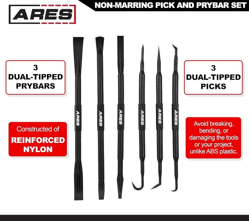ARES 16003-6-Piece Non-Marring Pick and Prybar Set - Protects Fasteners, O-Rings, Seals, Gaskets, and Trim on Automotive and Electronics Applications During Use (Pack of 2) - Image 2