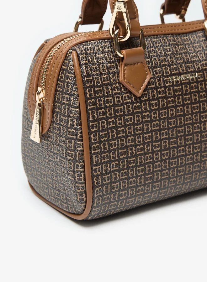 Flora Bella By Shoexpress All-Over Monogram Print Duffel Bag with Detachable Strap