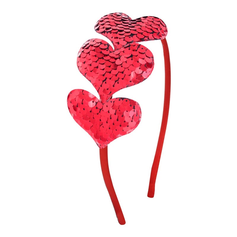 Dzrige Valentines Day Heart Headband Red Sequin Love Hair Band Hoop Glitter Heart Shaped Hair Accessoires for Girls Women Valentines Day New Year Wedding Birthday Party Gift