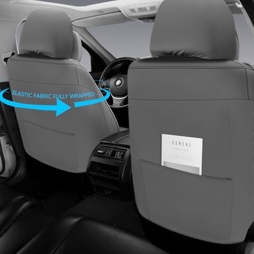 NS YOLO Full Coverage Leather Car Seat Covers for Cars,SUVs and Pick-up Trucks,Car Seat Protector,Automotive Seat Covers,Car Seat Cushion,Grey Seat Cover,Front Seat Cover for 2 Seats - Image 4