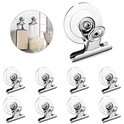 Aufind 8 Packs Suction Cup Clip Plastic Round Suction Cup Clamp Holder Strong Window Glass Suction Cup Clip for Hanging Kitchen Bathroom Office Accessories… - Image 1