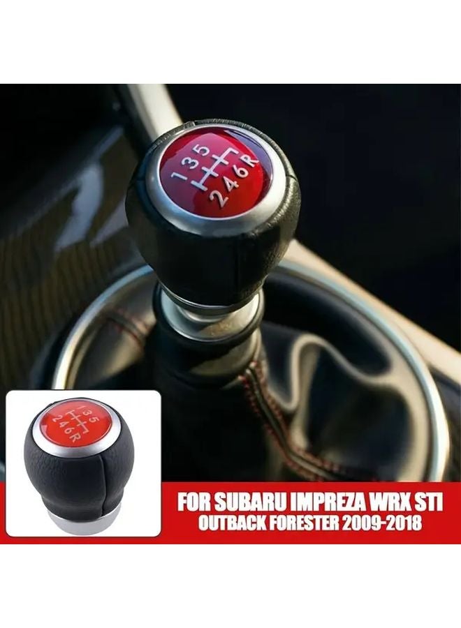 Subaru Impreza WRX STI 6 Speed Manual Shift Knob Red Lens Black Red PU Leather Grip - Image 4