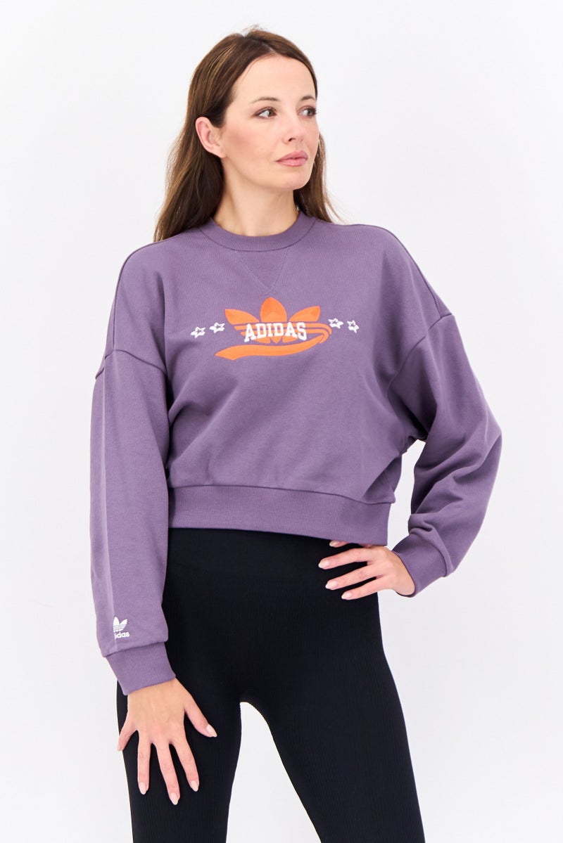 Women Sportswear Fit Long Sleeve Outdoor Sweatshirt, Purple