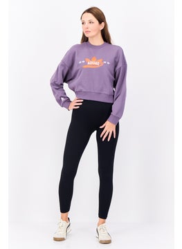 adidas Originals Women Sportswear Fit Long Sleeve Outdoor Sweatshirt, Purple  - Image 3