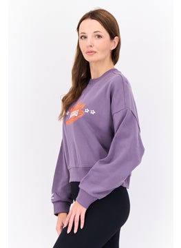 adidas Originals Women Sportswear Fit Long Sleeve Outdoor Sweatshirt, Purple  - Image 4
