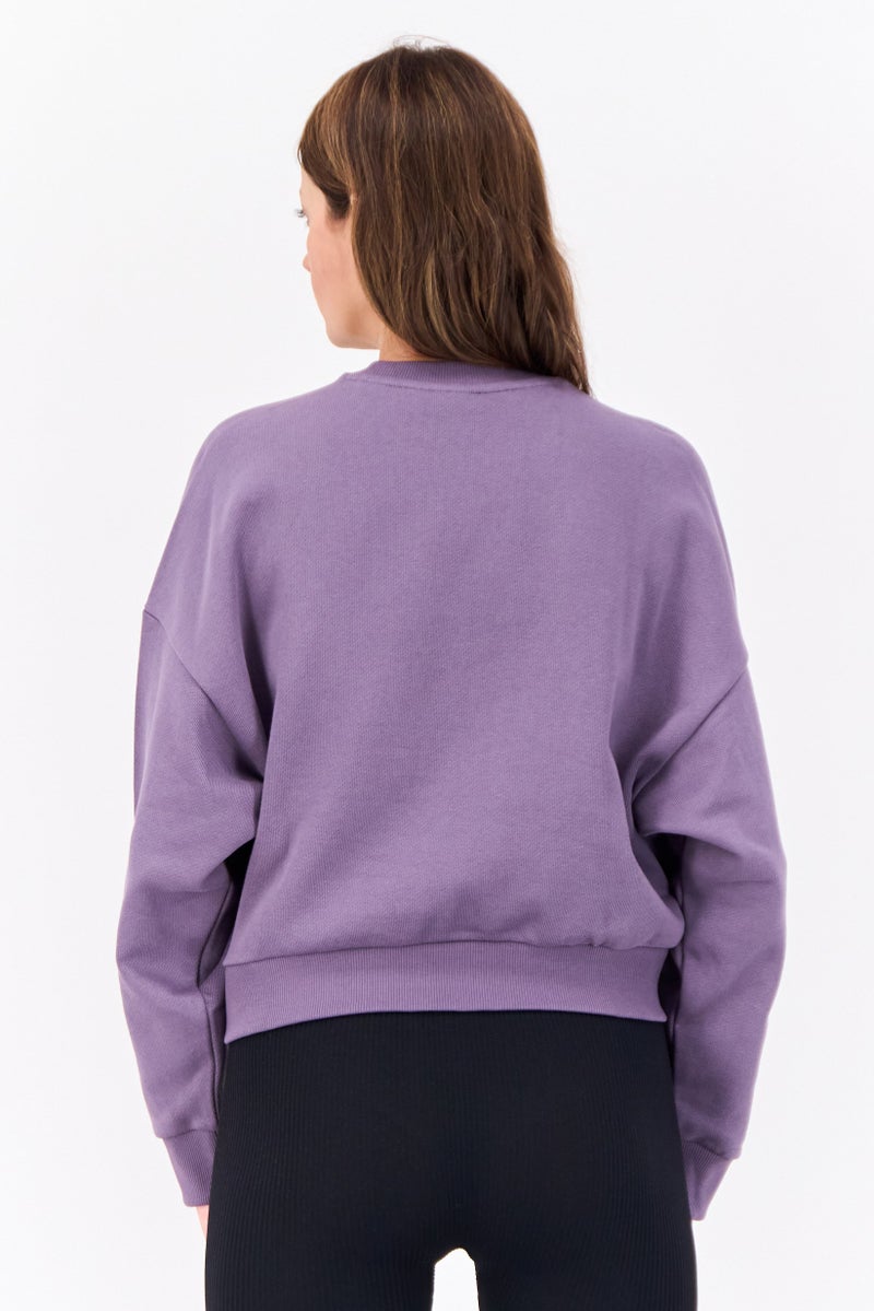 Women Sportswear Fit Long Sleeve Outdoor Sweatshirt, Purple