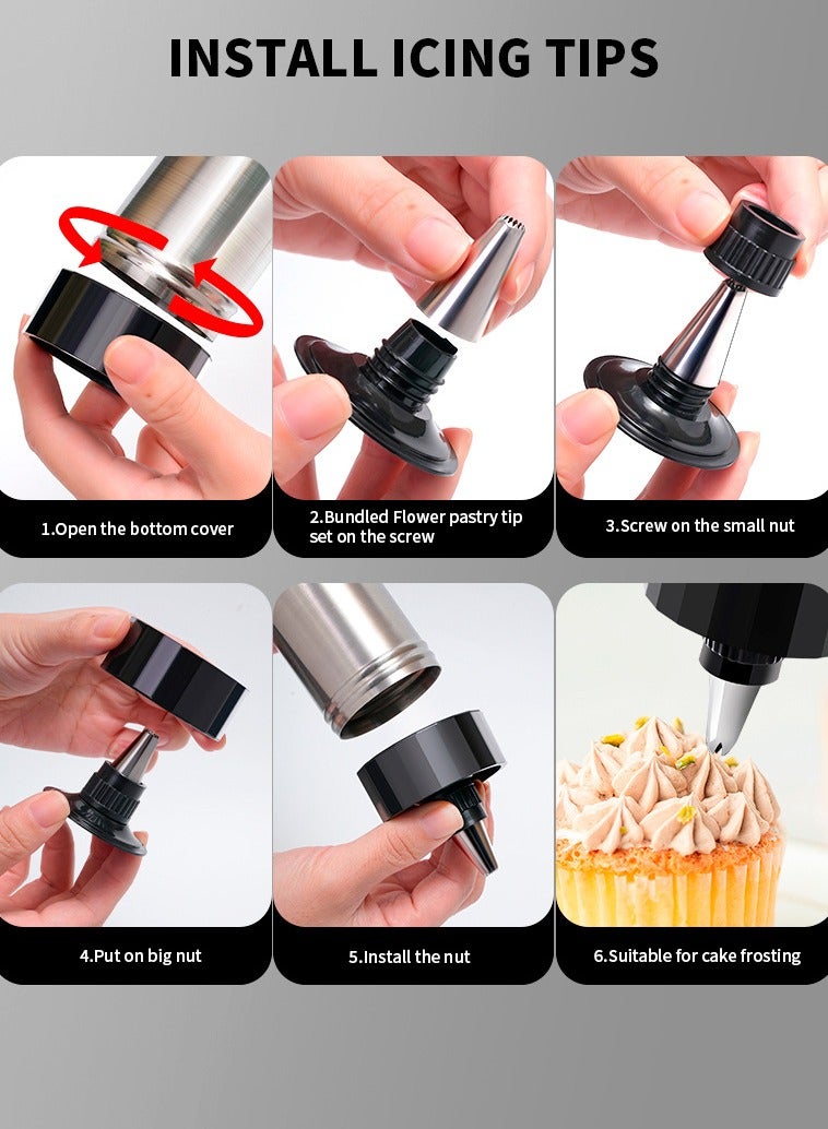 Cookie Press, Baking-Stainless Steel Cookie Press Gun+13 Cookie Discs+8 Icing Nozzles, Spritz Cookie Press Gun Kit for Making and Decorating Cookies - Image 5