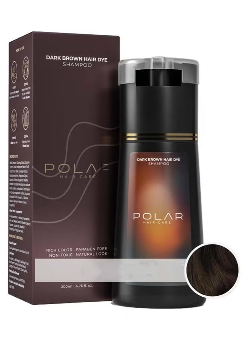 POLAR Hair Care Shampoo, Polar Hair Care Instant Dye Shampoo, Polar Hair Care Dye Shampoo (Dark Brown) - Image 1