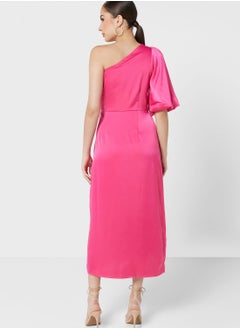YAS One Shoulder Puff Sleeve Dress  - Image 2
