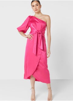 YAS One Shoulder Puff Sleeve Dress  - Image 4