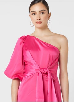 YAS One Shoulder Puff Sleeve Dress  - Image 3