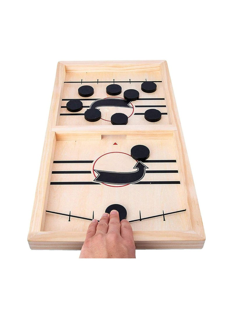 Large Sling Puck Game, Foosball Winner Board Game, Wooden Hockey Table Game, Fast Paced Slingshot Game Board, Rapid Sling Table Battle Speed String Puck Game for Kids Adults & Family Party  - Image 3