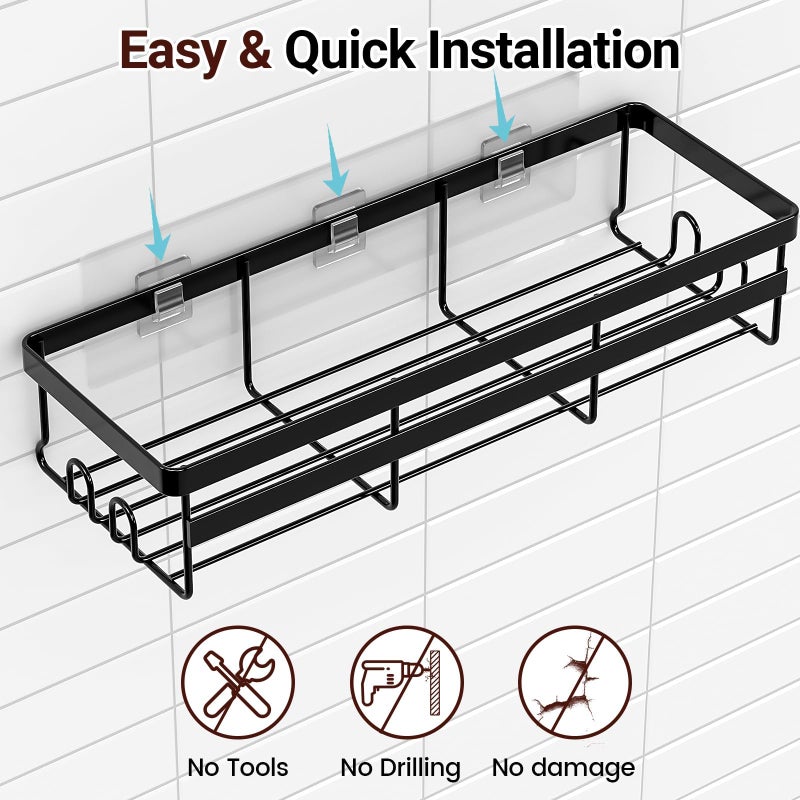 WOWBOX Shower Caddies 2 Pack - Adhesive Hanging Shower Shelf - Bathroom Organizers and Storage, No Drilling Stainless Shower Shelves for Home Decor, Bathroom Accessories - Image 2