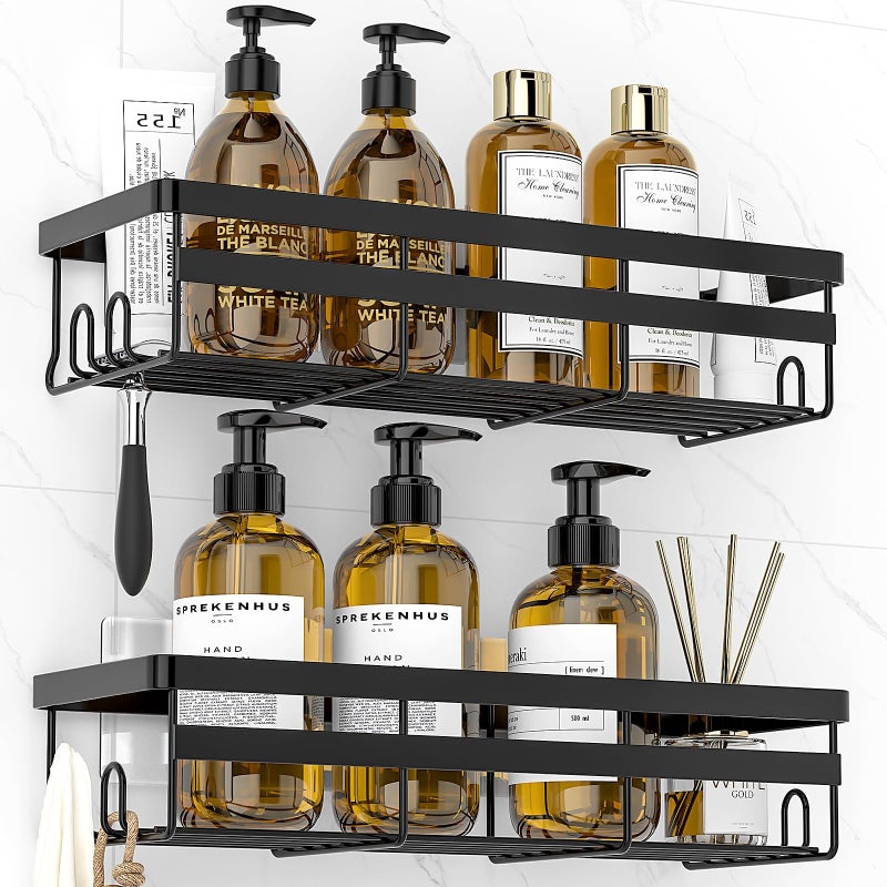 WOWBOX Shower Caddies 2 Pack - Adhesive Hanging Shower Shelf - Bathroom Organizers and Storage, No Drilling Stainless Shower Shelves for Home Decor, Bathroom Accessories - Image 1