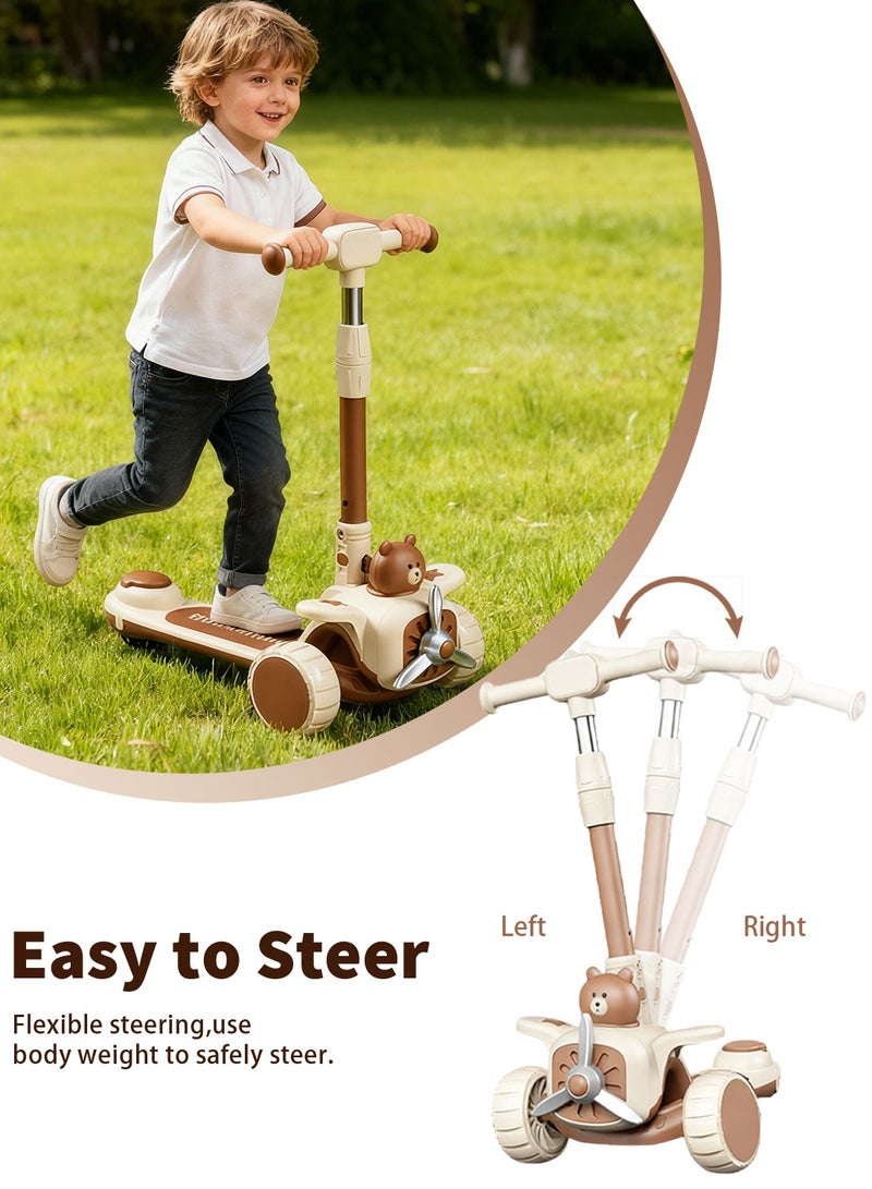 MaBaby 3-in-1 Kick Scooter for Kids, Foldable and Adjustable, with Gravity Steering and LED Flashing Wheels, for 1-6 Years Boys and Girls Indoor Outdoor - Image 5