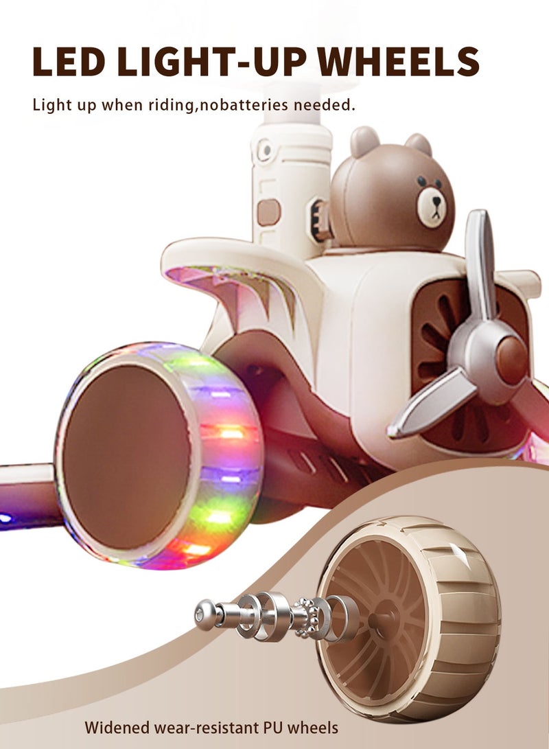 MaBaby 3-in-1 Kick Scooter for Kids, Foldable and Adjustable, with Gravity Steering and LED Flashing Wheels, for 1-6 Years Boys and Girls Indoor Outdoor - Image 3