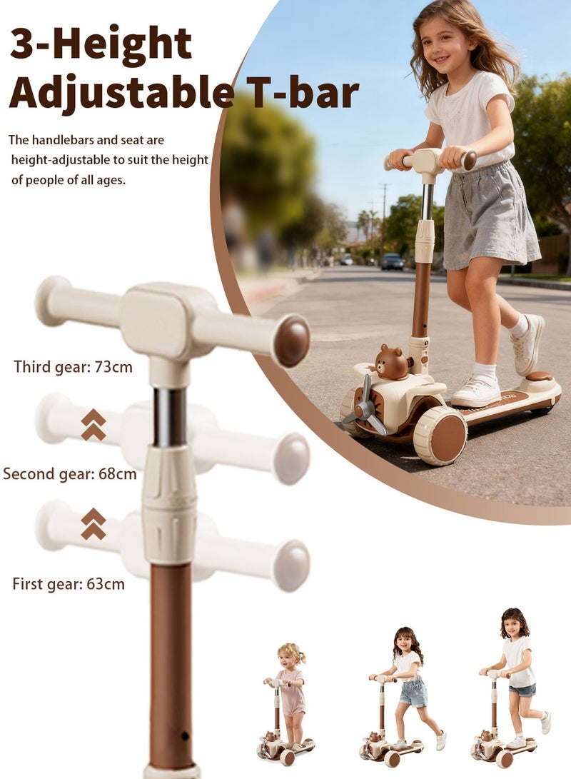 MaBaby 3-in-1 Kick Scooter for Kids, Foldable and Adjustable, with Gravity Steering and LED Flashing Wheels, for 1-6 Years Boys and Girls Indoor Outdoor - Image 3