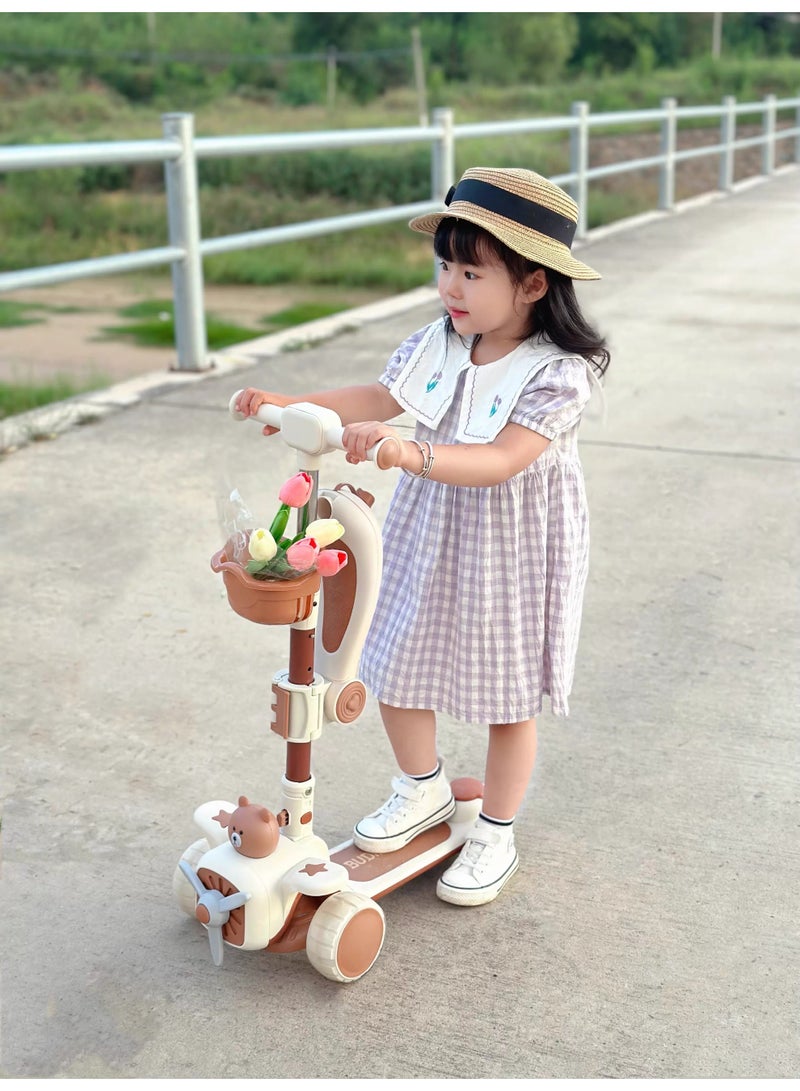 MaBaby 3-in-1 Kick Scooter for Kids, Foldable and Adjustable, with Gravity Steering and LED Flashing Wheels, for 1-6 Years Boys and Girls Indoor Outdoor - Image 4