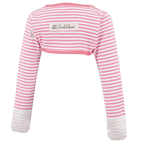 ScratchSleeves Little Girls StayOn Scratch Mitts Stripes Pink and Cream 34y - Image 1