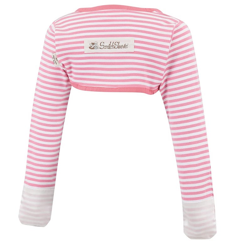 ScratchSleeves Little Girls StayOn Scratch Mitts Stripes Pink and Cream 34y - Image 2
