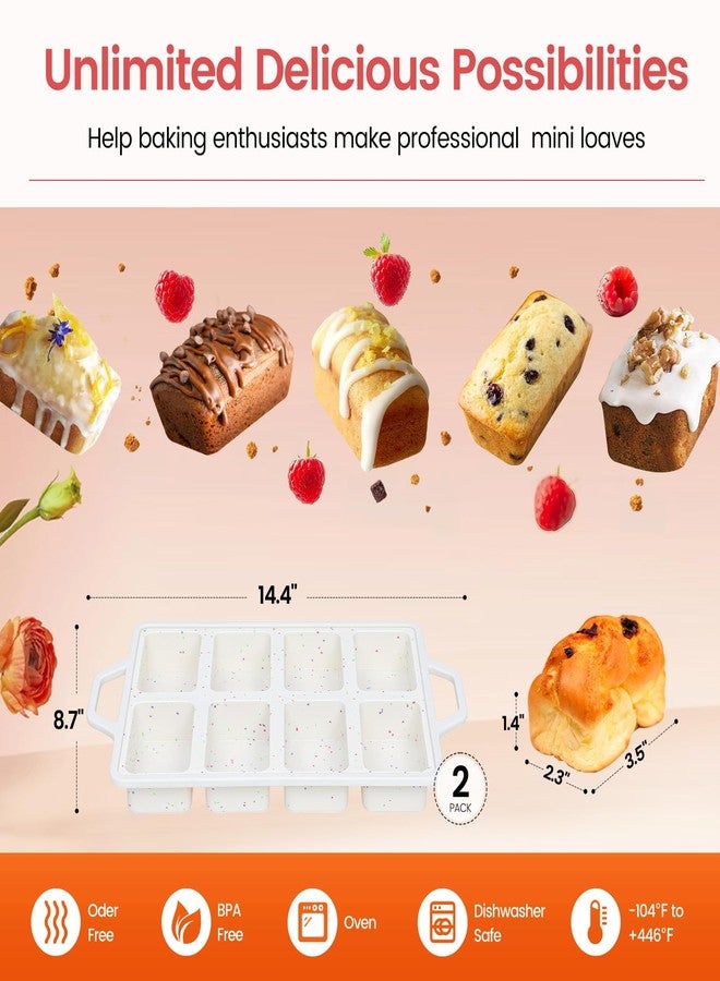 SJ Silicone Mini Loaf Pans with Metal Reinforced Frame-2 Pack, Non-stick Silicone Mini Bread Loaf Pans for Baking 8-Cavity, Tiny Banana Bread Set, Dishwasher Safe Brownie Pan-Cream - Image 5