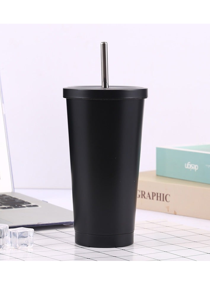 زد Portable straw thermos cup 750ml black 