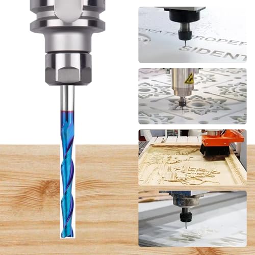 Mesee Upcut Spiral Router Bit 1/4 Inch Shank 2-Flute Long End Mill Bit 2-Inch Cutting Length Carbide CNC Router Bit 1/4-Inch Cutting Diameter End Mill Cutter Wood Mortises Engraving Milling Tool - Image 5