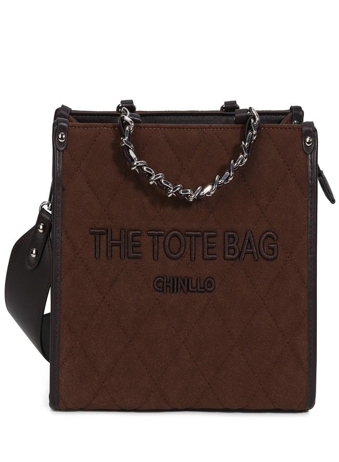 Chinllo Tote Bag for Women Top Handle Satchel Purse and Handbags with Shoulder Strap, Coffee-suede, Medium 14 IN - Image 1
