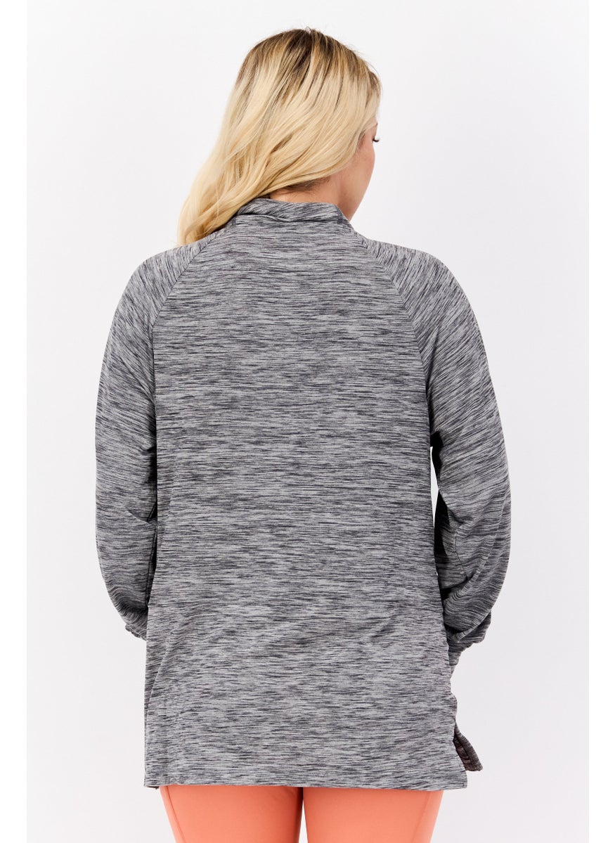 NINE WEST Women Sportswear Fit Heather Long Sleeves Outdoors Sweatshirt, Grey  - Image 4