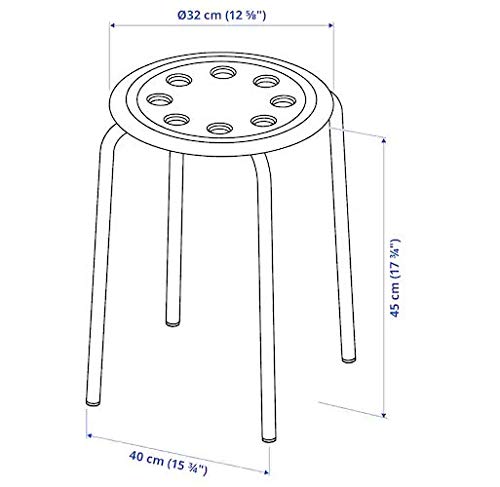 JR Products Jr Products Stool, Black 45 Cm (17 3/4", Steel, Epoxy Powder Coating)  - Image 3