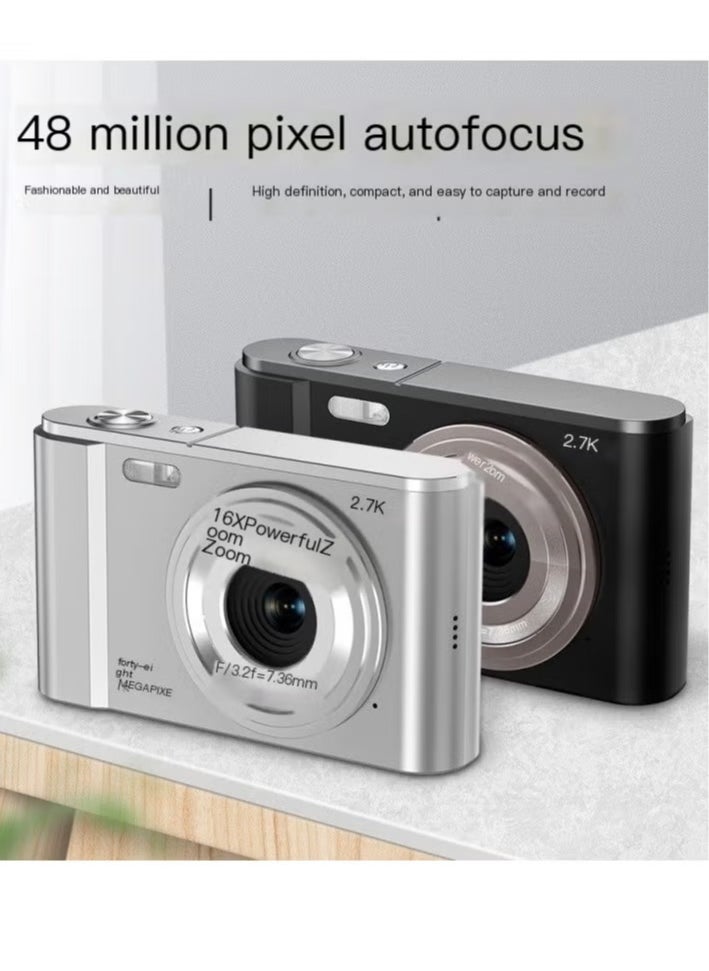 Generic - Portable Digital Camera, 48mp Large IPS Screen Action Camera, Rechargeable Video Recording Camera, Lightweight Photography Camera With Face Detection, (1pc, Black) - Image 1