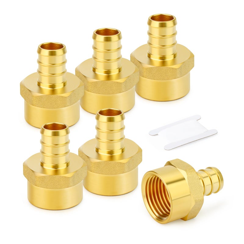 GASHER 6Pcs No Lead Brass 34 Pex Female Adapter 12 Female NPT to 34 PEX Adapter for Pex Tubing - Image 2