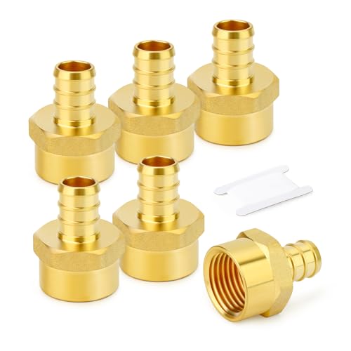 GASHER 6Pcs No Lead Brass 34 Pex Female Adapter 12 Female NPT to 34 PEX Adapter for Pex Tubing - Image 1