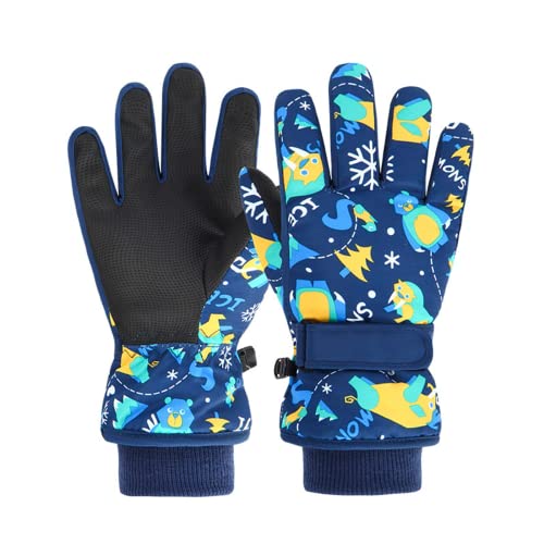 EVBEA Toddler Women Mens Snow Gloves Kids Waterproof Winter Warm Thermal Ski Snowboard Ladies Glove, BU M - Image 1