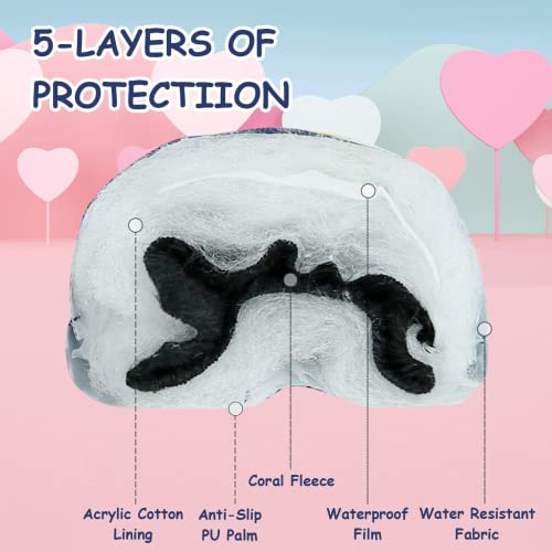 EVBEA Toddler Women Mens Snow Gloves Kids Waterproof Winter Warm Thermal Ski Snowboard Ladies Glove, BU M - Image 4