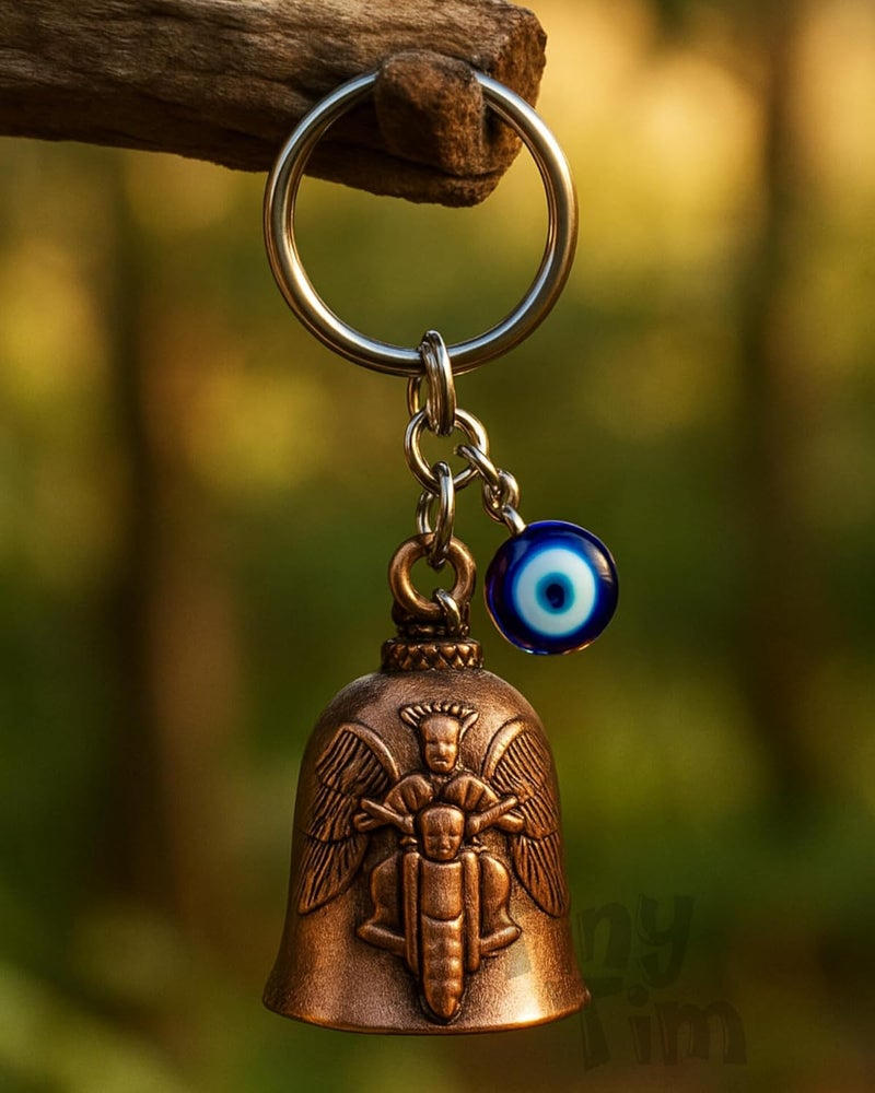 Tiny Tim Store Guardian Bell with Evil Eye Charm – Protective Motorcycle & Car Accessory – Tibetan-Inspired Design – Wards Off Negative Energy – Ideal Gift for Bikers & Travelers - Image 5
