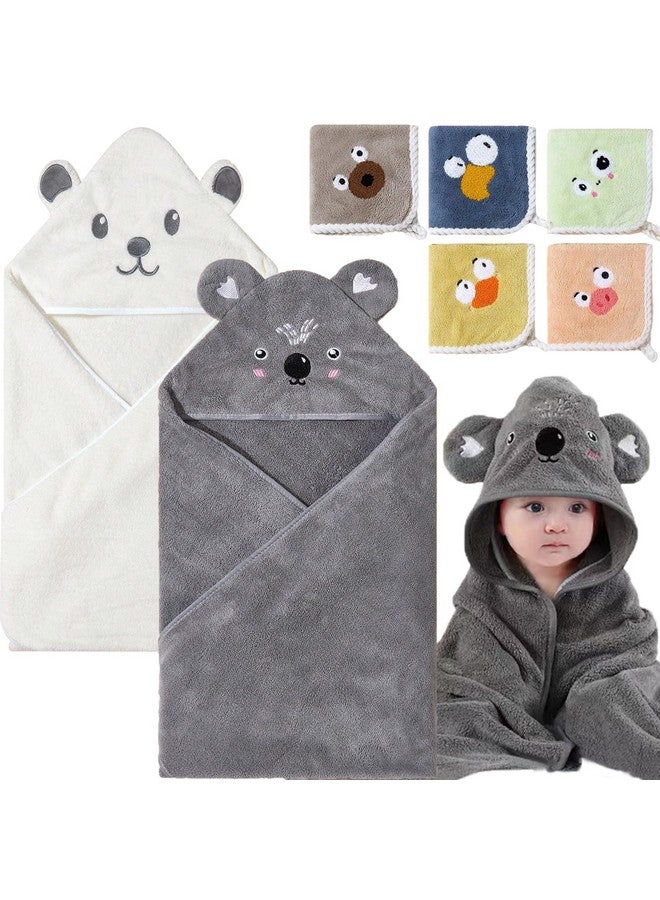 BEFACL 2 Pack Baby Towels With Hood And 5 Baby Washcloths, For Newborn Unisex, 31.5X31.5 In Ultra Absorbent Soft Hooded Bath Towel Set Gift For Boys Girls, Babies, Infant, Toddler, Newborn Essential - Image 1