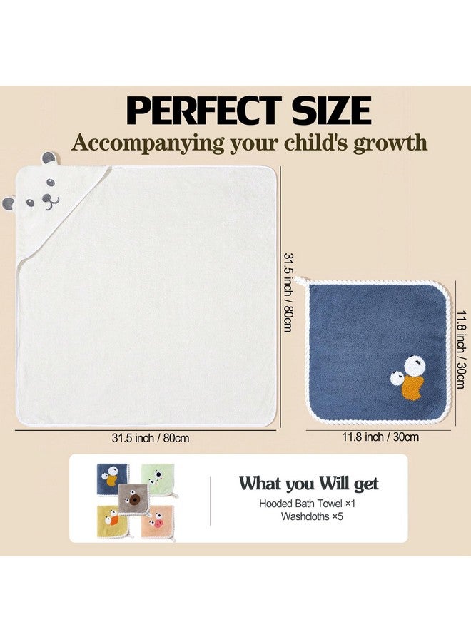 BEFACL 2 Pack Baby Towels With Hood And 5 Baby Washcloths, For Newborn Unisex, 31.5X31.5 In Ultra Absorbent Soft Hooded Bath Towel Set Gift For Boys Girls, Babies, Infant, Toddler, Newborn Essential - Image 3