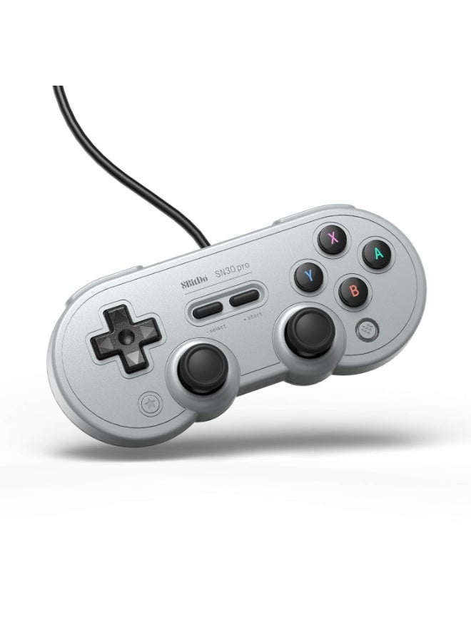 8Bitdo Sn30 Pro USB Wired Gamepad for Switch, Windows & Raspberry Pi(Gray Edition) - Image 1