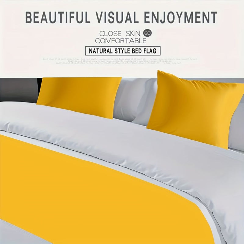 Multi Color Light Luxury Solid Color Series Bed Runner and 2 Pillowcases Set Premium Design Simple Color Scheme Yellow Blue White Options Available Comfortable Beautiful Suitable for Various Home Styles Adds Bright Sophisticated Touch 82.68x19.69 Inch - Image 5