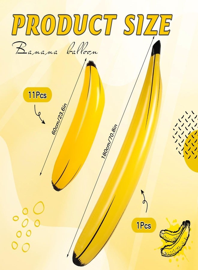 Simgoing 12 Pcs Inflatable Banana Props Balloons Include 23 Inch Banana x 11, 70 Inch Banana x 1, Bachelorette Party Decoration Plastic Banana Toys for Swimming Pool Party Favors Supplies Games - Image 2