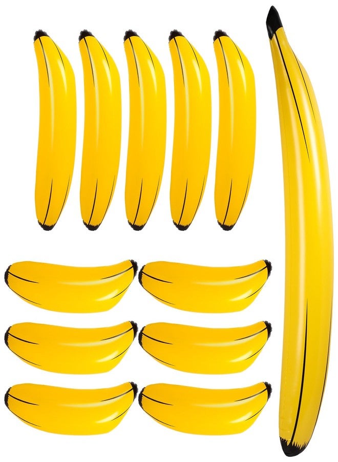 Simgoing 12 Pcs Inflatable Banana Props Balloons Include 23 Inch Banana x 11, 70 Inch Banana x 1, Bachelorette Party Decoration Plastic Banana Toys for Swimming Pool Party Favors Supplies Games - Image 1