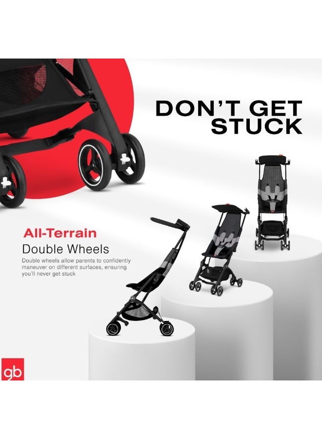 GB Pockit Air All Terrain Ultra Compact Lightweight Travel Stroller With Breathable Fabric In Velvet Black - Image 5