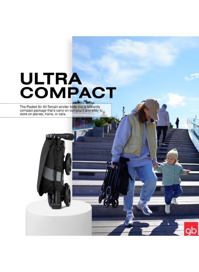 GB Pockit Air All Terrain Ultra Compact Lightweight Travel Stroller With Breathable Fabric In Velvet Black - Image 3