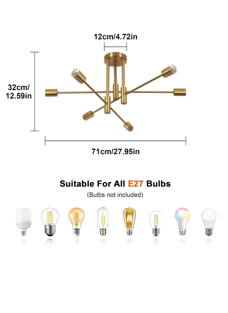 Comely Mid Century Sputnik Chandelier Modern Ceiling Lighting 6 Lights Adjustable Industrial For Kitchen Living Dining Room Bedroom Foyer  - Image 2
