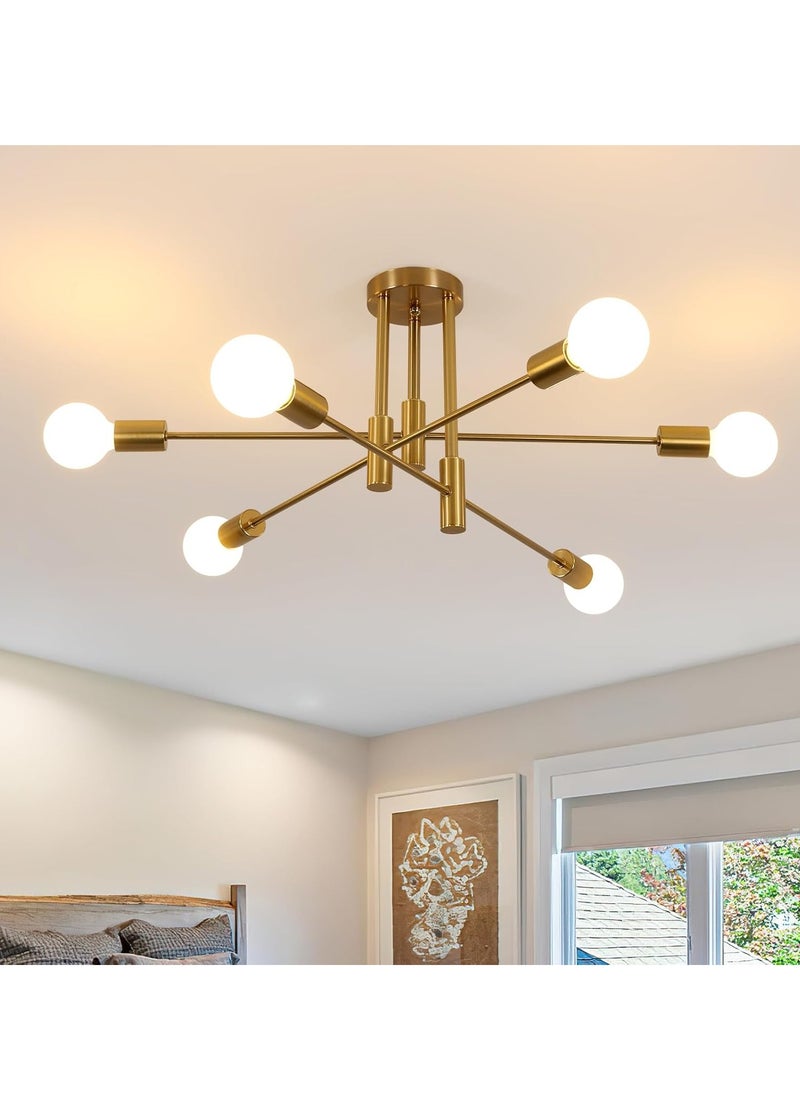 Comely Mid Century Sputnik Chandelier Modern Ceiling Lighting 6 Lights Adjustable Industrial For Kitchen Living Dining Room Bedroom Foyer  - Image 3