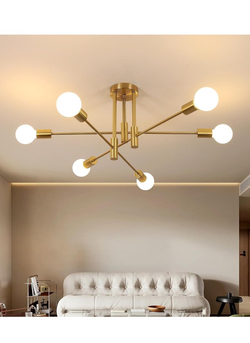 Comely Mid Century Sputnik Chandelier Modern Ceiling Lighting 6 Lights Adjustable Industrial For Kitchen Living Dining Room Bedroom Foyer  - Image 4