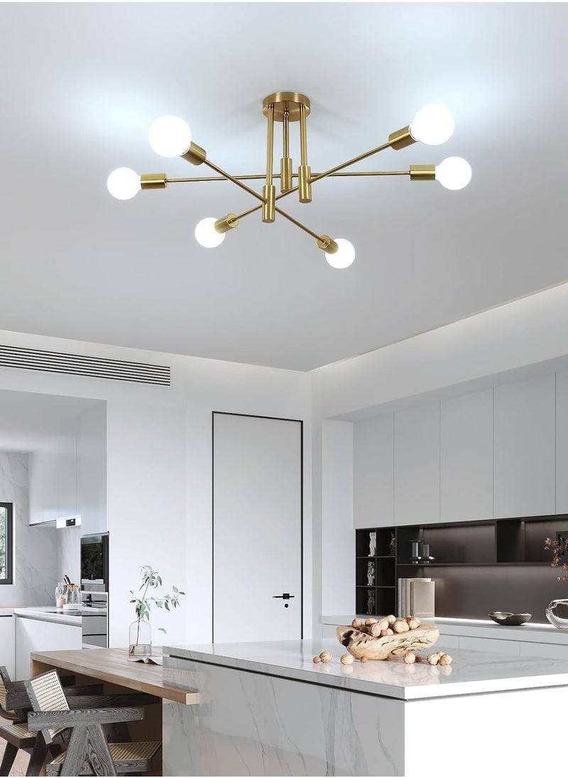 Comely Mid Century Sputnik Chandelier Modern Ceiling Lighting 6 Lights Adjustable Industrial For Kitchen Living Dining Room Bedroom Foyer  - Image 5