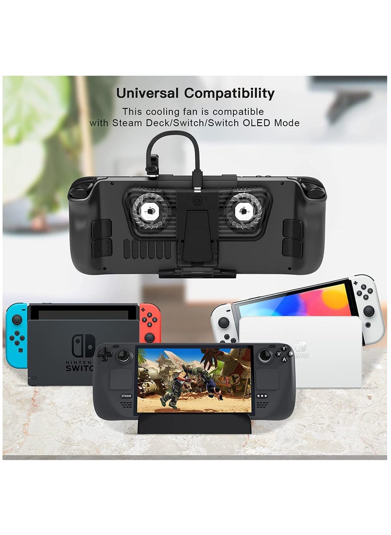 SYOSI - RGB Cooling Fan for Steam Deck & Nintendo Switch OLED, Cooling Fan Dock with Stand & USB-C Adaptor, USB-C Powered with Adjustable Speed & Blue RGB Lighting - Image 1
